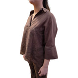 Camicia donna a Kimono in mussola con ricamo sangallo