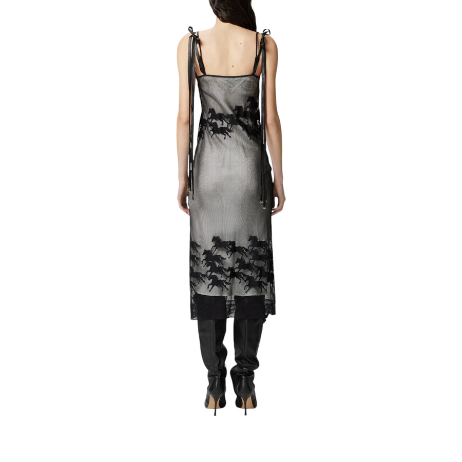 Abito donna midi trasparente con disegno cavalli Reimagine PINKO X Patrick McDowell