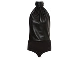 Body donna in tessuto spalmato con fiocco