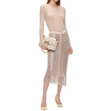 Maglia donna a costine con pizzo