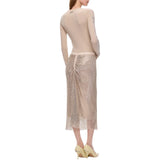 Maglia donna a costine con pizzo