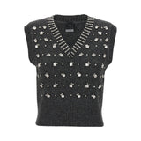 Gilet donna in maglia con strass