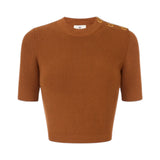 Top donna in maglia con dettagli gioiello