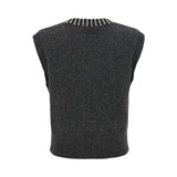 Gilet donna in maglia con strass