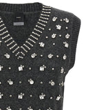 Gilet donna in maglia con strass