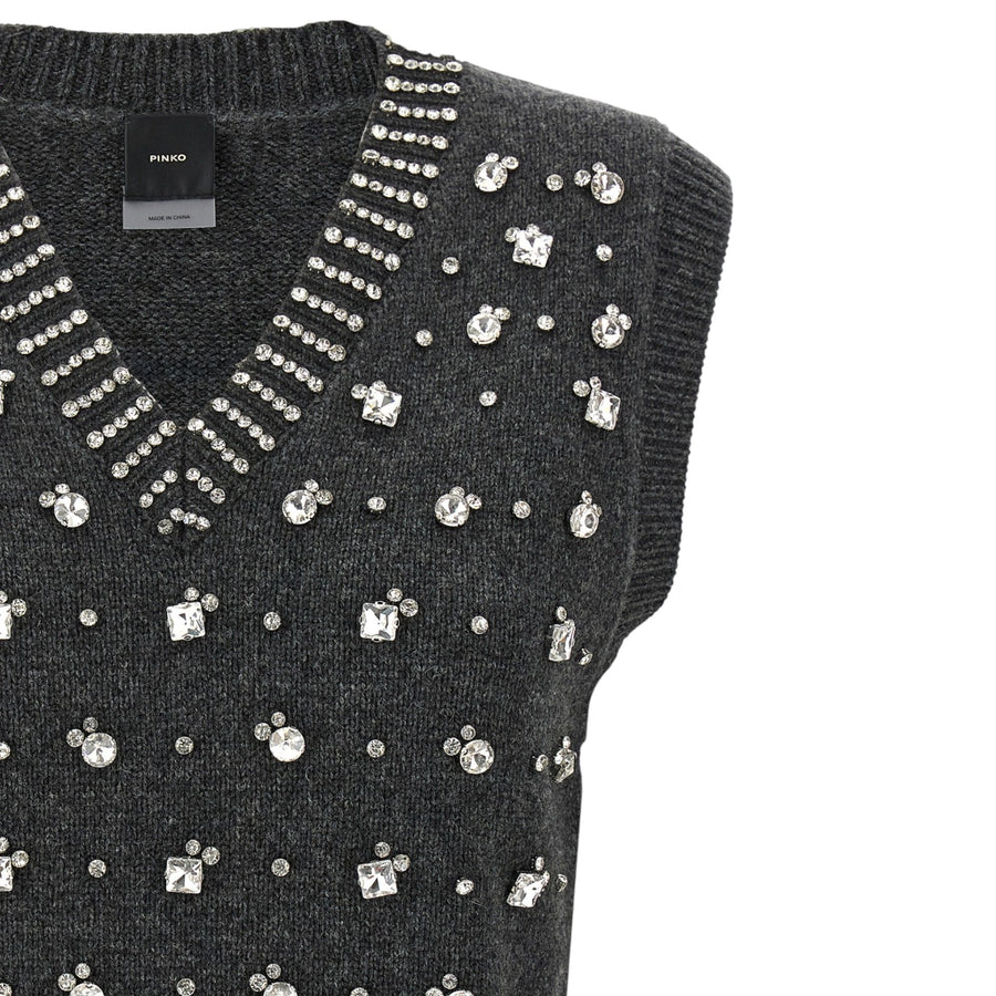 Gilet donna in maglia con strass