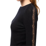 Maglia donna a costine con pizzo