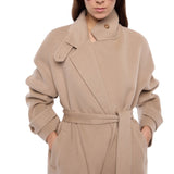 Cappotto donna in panno doppio di misto lana con cintura