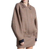Bomber pied de poule con ricamo misto lana