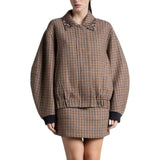 Bomber pied de poule con ricamo misto lana