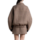 Bomber pied de poule con ricamo misto lana