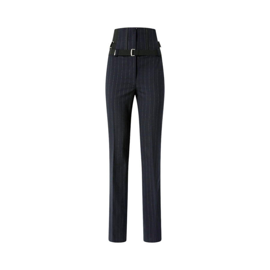 Pantaloni donna bustier in lana poly gessata