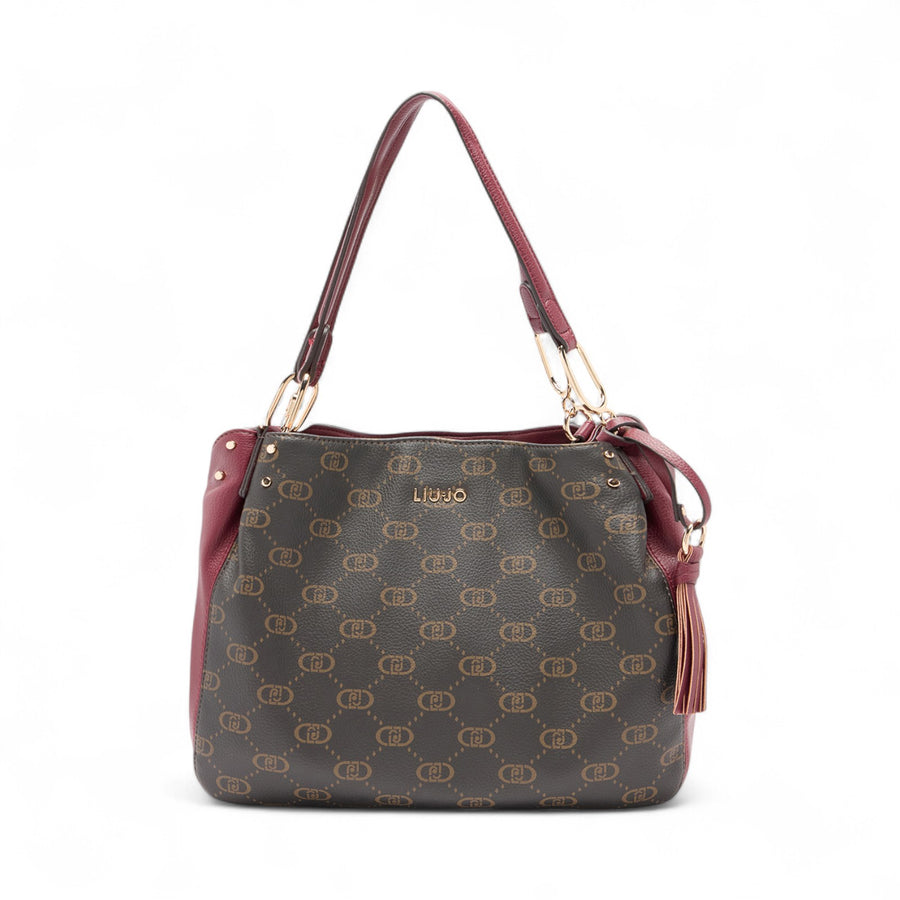 Borsa donna tote con placca logo