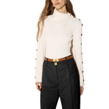 Pullover donna in maglia con bottoni gioiello