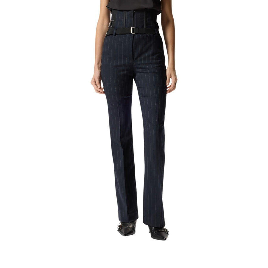Pantaloni donna bustier in lana poly gessata