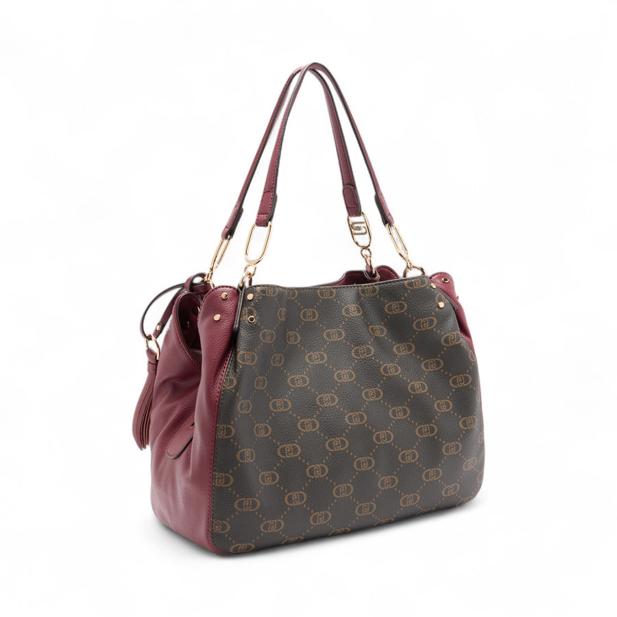 Borsa donna tote con placca logo