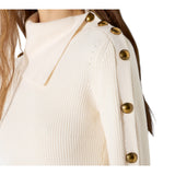 Pullover donna in maglia con bottoni gioiello