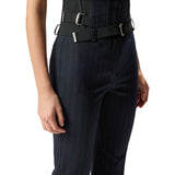 Pantaloni donna bustier in lana poly gessata