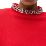 Maglia donna in misto lana con collo gioiello