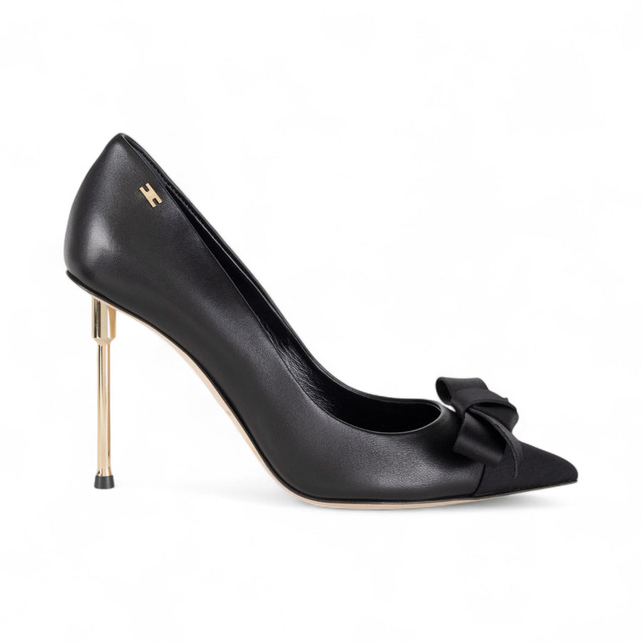 Décolleté donna  in nappa con fiocco in raso