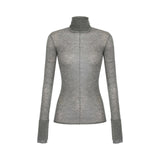 Dolcevita donna in maglia con ricami à jour