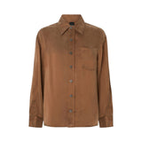 Camicia donna in twill mano pesca