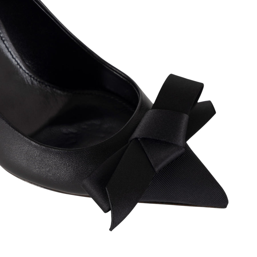 Décolleté donna  in nappa con fiocco in raso