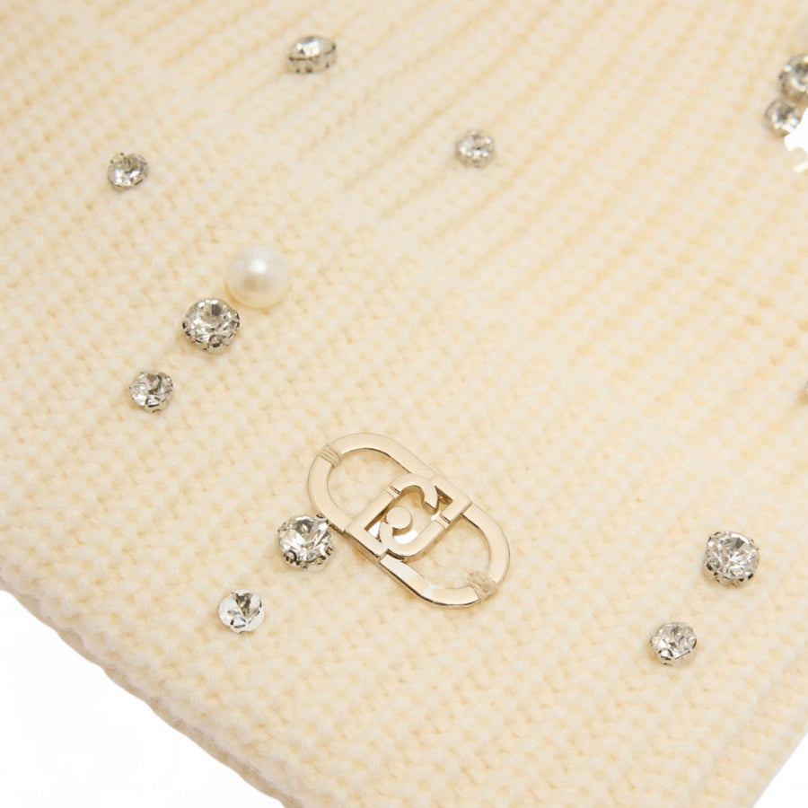 Berretto donna con strass e perle