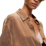Camicia donna in twill mano pesca