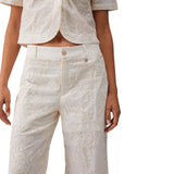Pantaloni donna in mussola ricamati