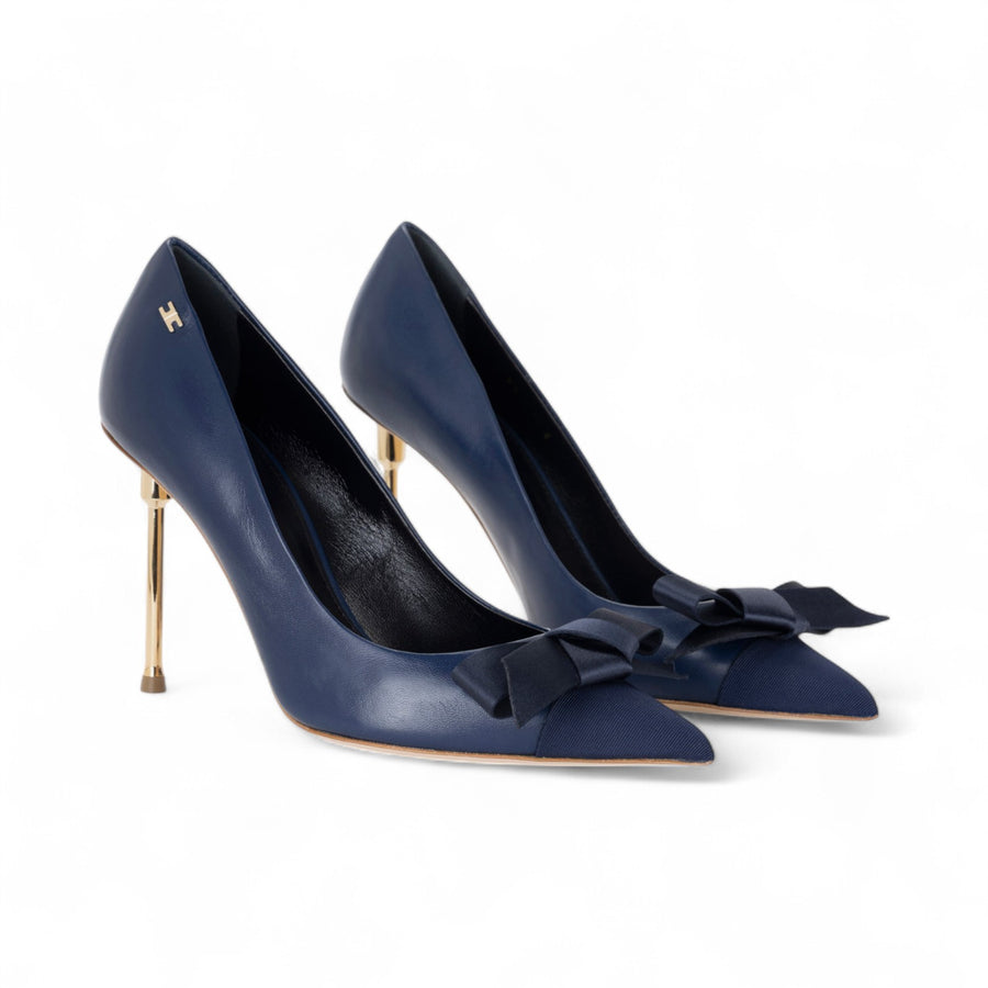 Décolleté donna  in nappa con fiocco in raso