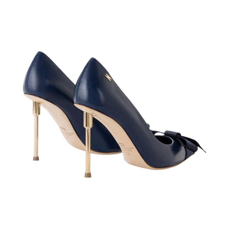 Décolleté donna  in nappa con fiocco in raso