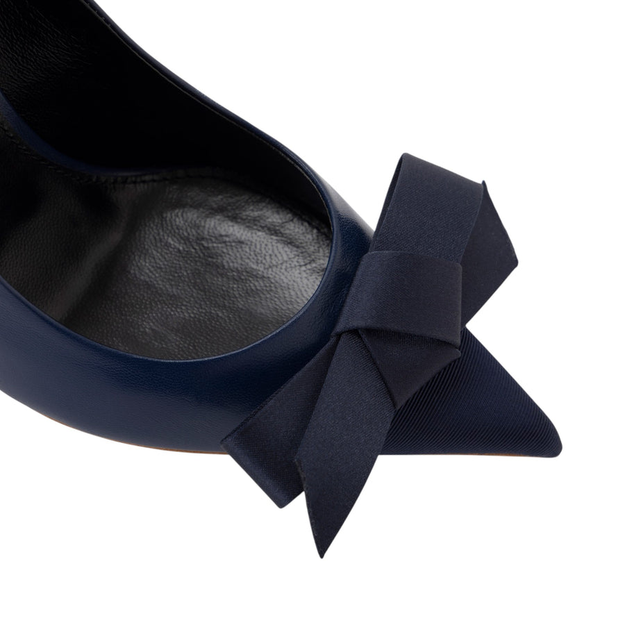 Décolleté donna  in nappa con fiocco in raso