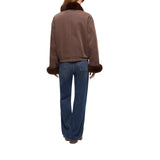 Caban donna in cotone con dettagli effetto pelliccia