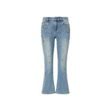 Jeans donna bootcut con ricami gioiello