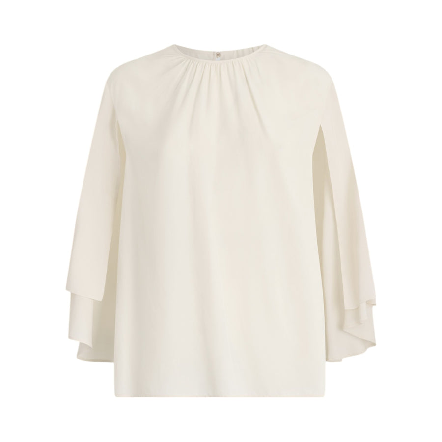 Blusa donna in crêpe de chine con cintura