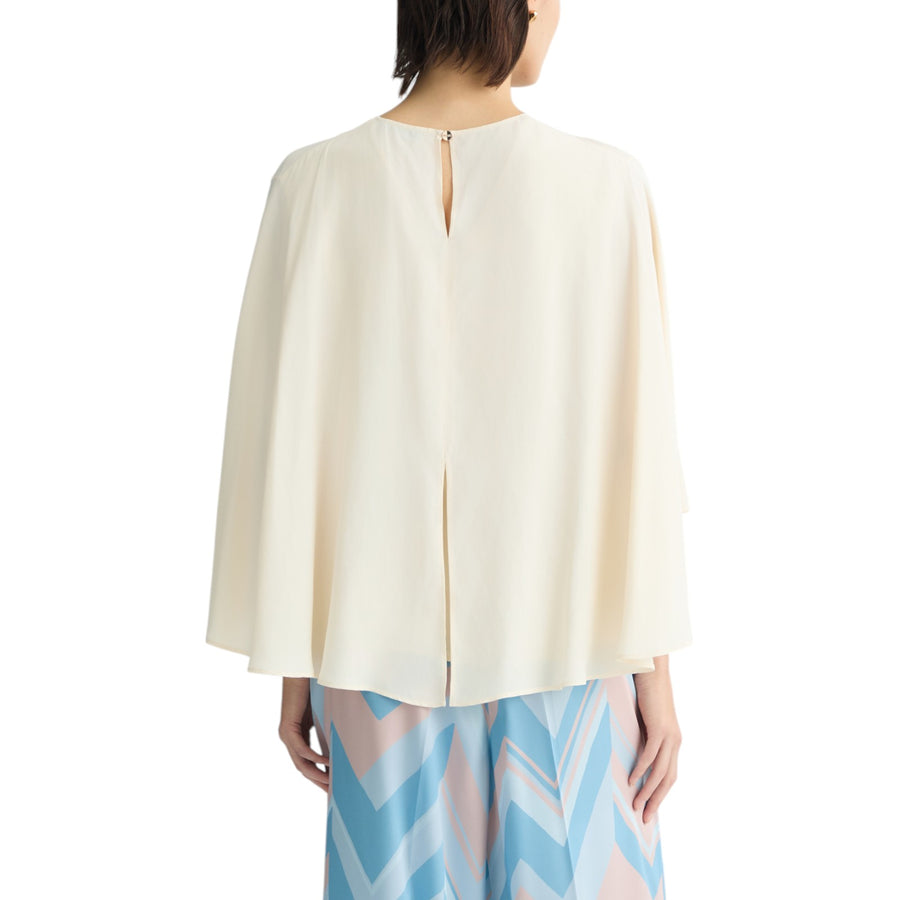 Blusa donna in crêpe de chine con cintura