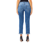 Jeans donna skinny con risvolto