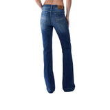 Jeans donna a zampa con strass