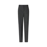 Pantaloni donna a sigaretta gessati in misto lana stretch