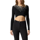 Maglia donna con paillettes e cristalli