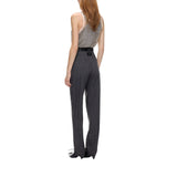 Pantaloni donna a sigaretta gessati in misto lana stretch