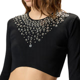 Maglia donna con paillettes e cristalli