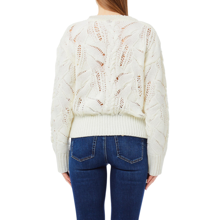 Maglia donna a maniche lunghe traforata