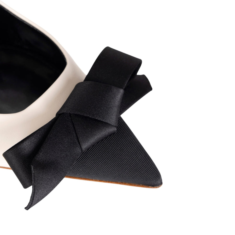 Slingback donna  in nappa con fiocco in raso