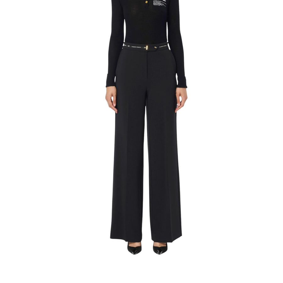 Pantaloni donna in crêpe leggero con nastro logo
