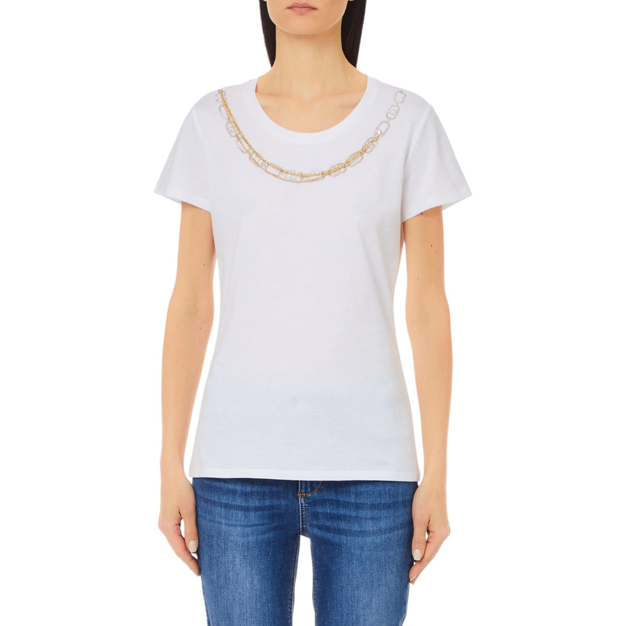 T-shirt donna con cuore e strass