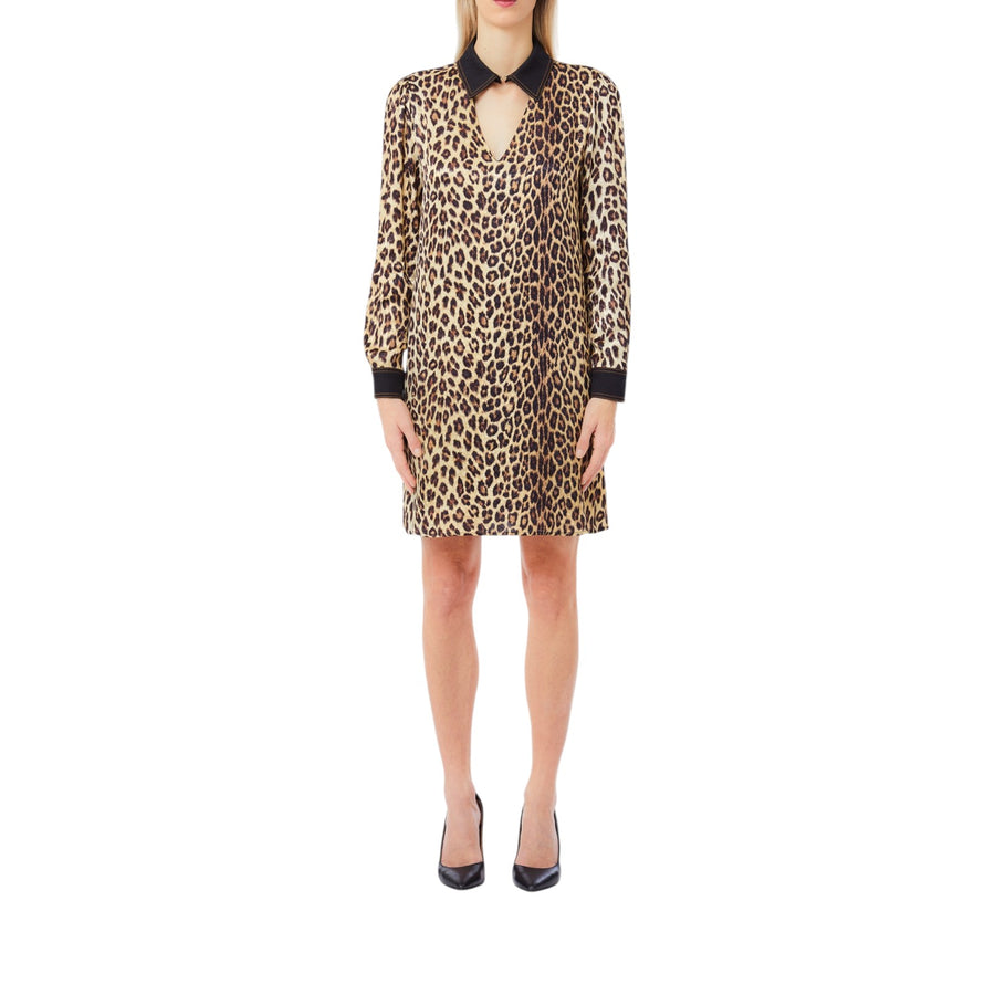 Abito donna midi a maniche lunghe animalier