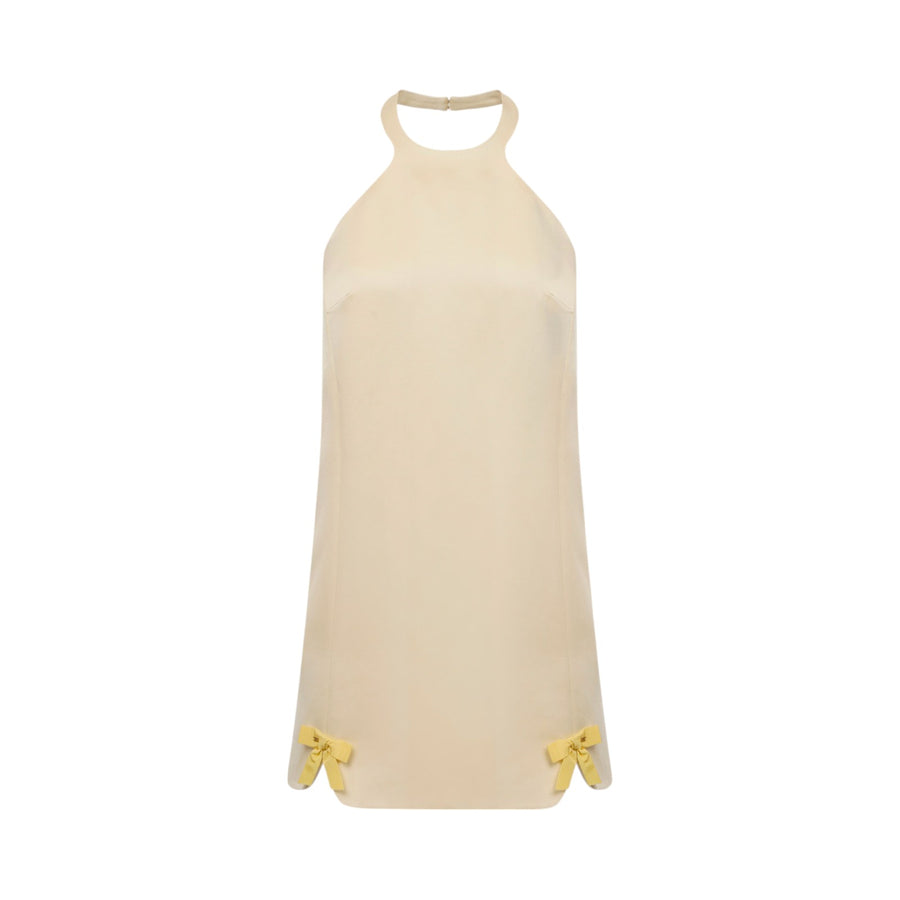 Abito donna in duchesse con fiocchi in raso
