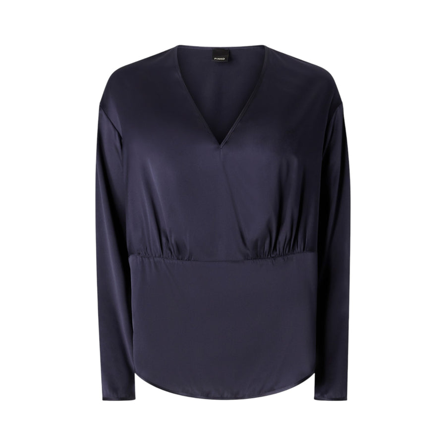 Blusa donna a maniche lunghe in satin stretch